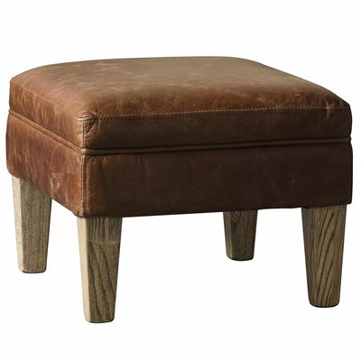 Dufftown Stool Vintage Brown Leather W550 x D450 x H360mm