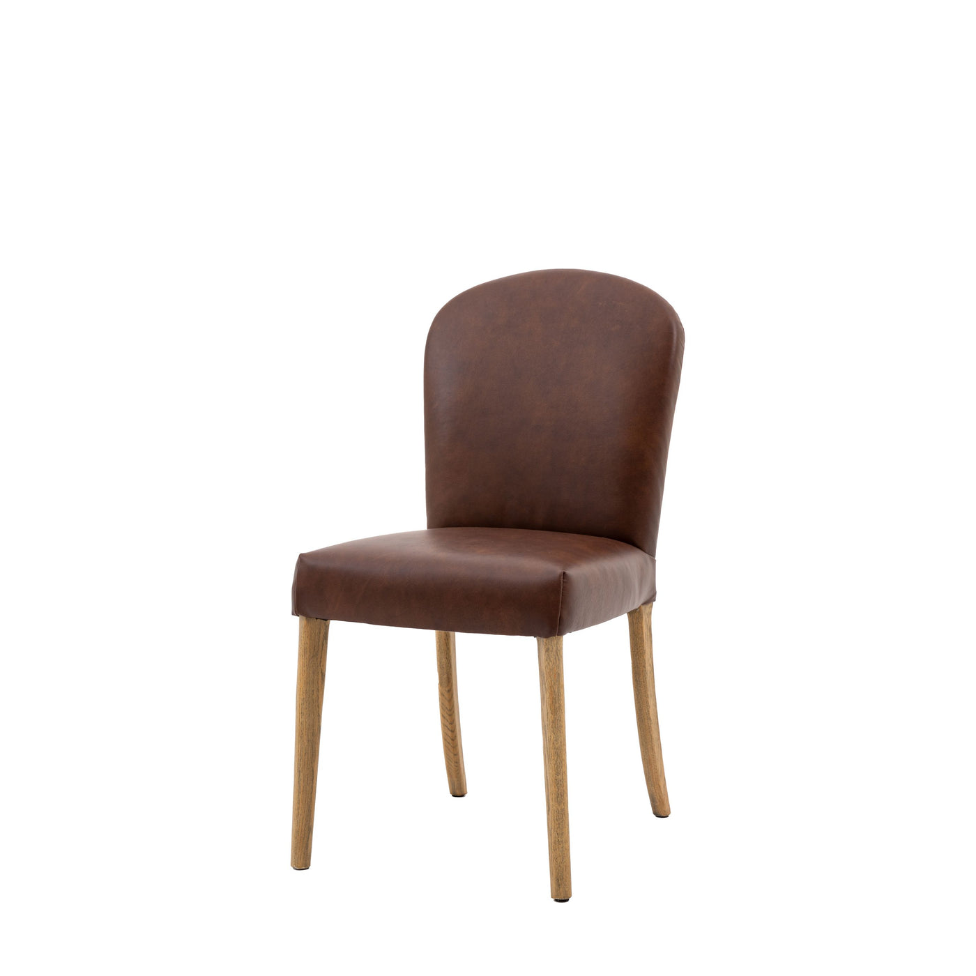 Zoar Dining Chair Brn Leath (2pk) 600x455x890mm