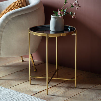 Heath Side Table Gold Black