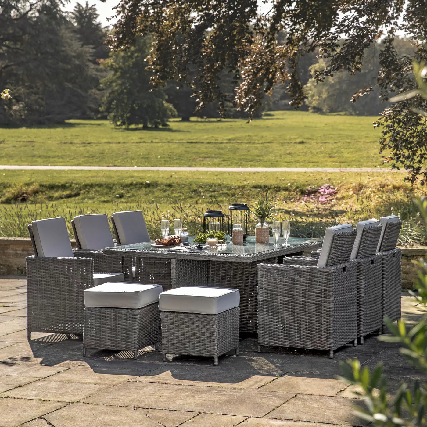 Frithill 10 Seater Cube Dining Set Grey