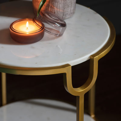 Higher Side Table White Marble