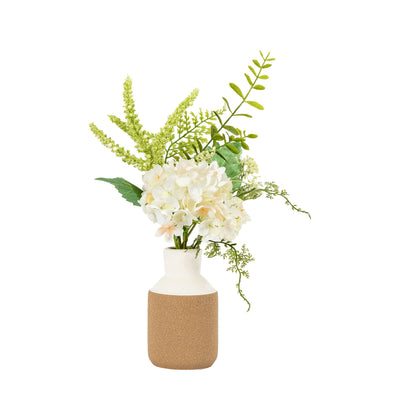Valery Vase with Hydrangea Arrangement - White