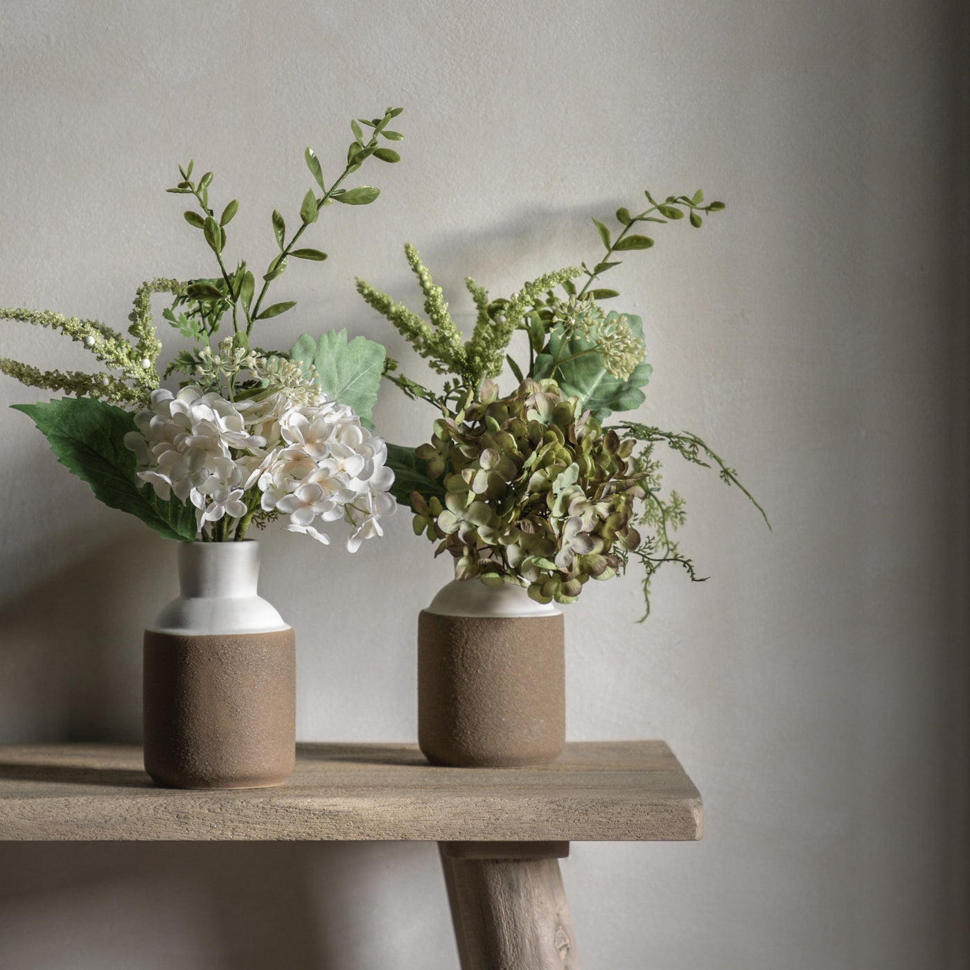 Valery Vase with Hydrangea Arrangement - White