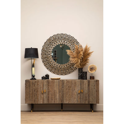 Palu Square Hole Black And Gold Wall Mirror