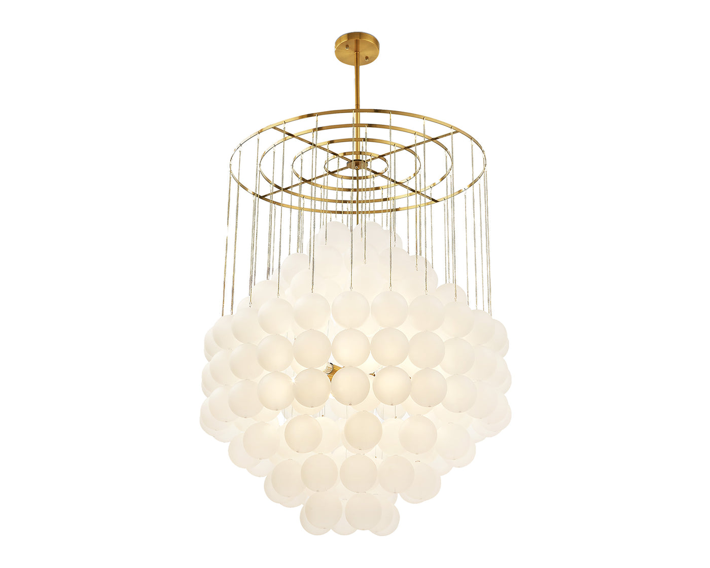Moon Chandelier - Antique Brushed Brass & Frosted Glass