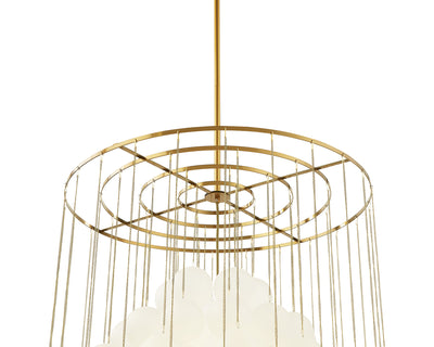 Moon Chandelier - Antique Brushed Brass & Frosted Glass