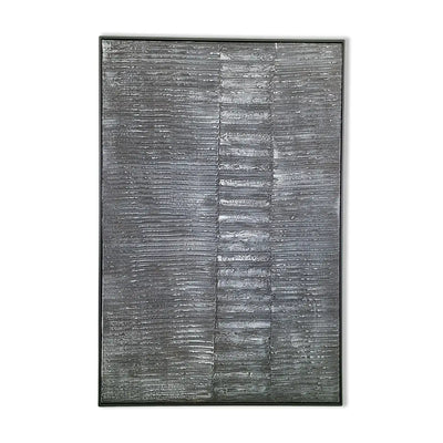 Abstract painting grey waves framed