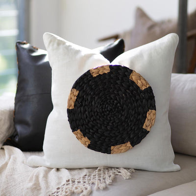 Bandhini Homewear Design Accessories Africana Place Mat Raffia Black Cushion 55 x 55cm House of Isabella UK