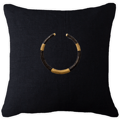 Bandhini Homewear Design Accessories Amulet Leather Black Lounge Cushion 55x55cm House of Isabella UK