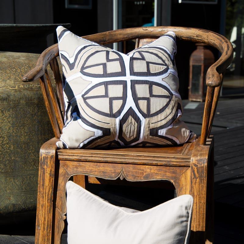 Bandhini Homewear Design Accessories Applique Zen Lounge Cushion 55 x 55cm House of Isabella UK