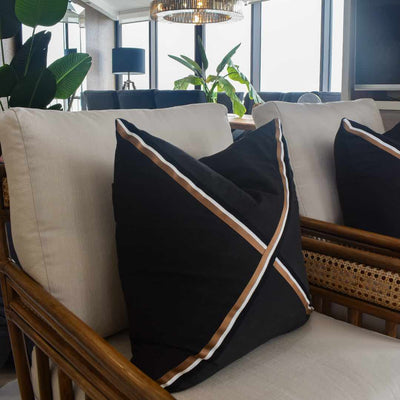 Bandhini Homewear Design Accessories Black / 55cm x 55cm / 22 x 22inches Braid Cayman Cross Lounge Cushion 55 x 55 cm House of Isabella UK