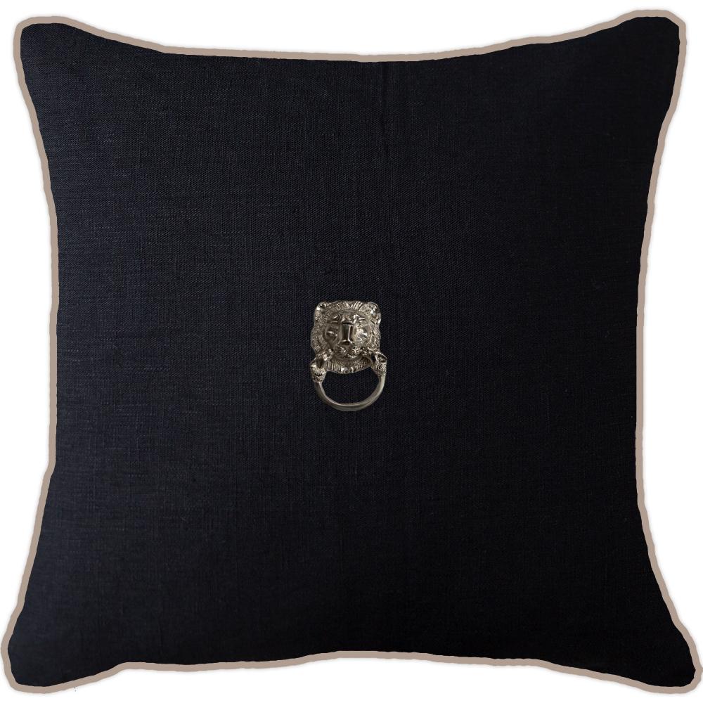 Bandhini Homewear Design Accessories Creature Metal Lion Head Silver Lounge Cushion 55x55cm House of Isabella UK