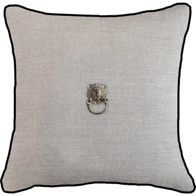 Bandhini Homewear Design Accessories Creature Metal Lion Head Silver Lounge Cushion 55x55cm House of Isabella UK