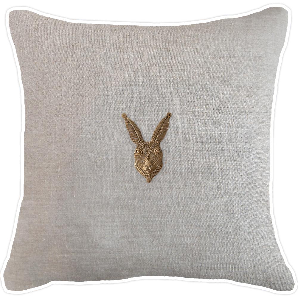 Bandhini Homewear Design Accessories Creature Metal Rabbit Head Lounge Cushion 55x55cm House of Isabella UK