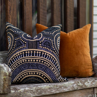 Bandhini Homewear Design Accessories Dreamtime Aboriginal Dot Rainbow Lounge Cushion 55x55cm House of Isabella UK