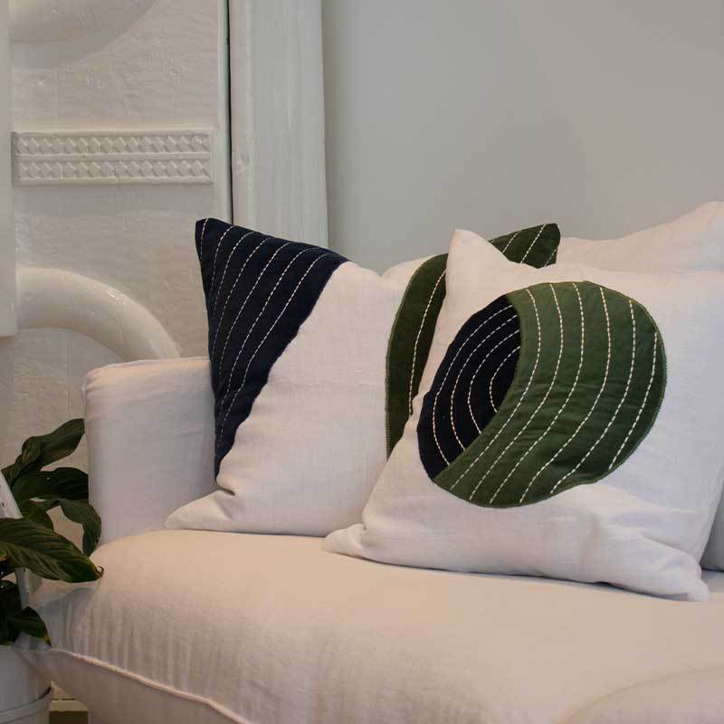 Bandhini Homewear Design Accessories Emerald / 55cm x 55cm / 22 x 22inches Applique Zen Circles Lounge Cushion 55 x 55cm House of Isabella UK