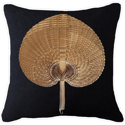 Bandhini Homewear Design Accessories Fan Raffia Natural Lounge Cushion 55 x 55cm House of Isabella UK