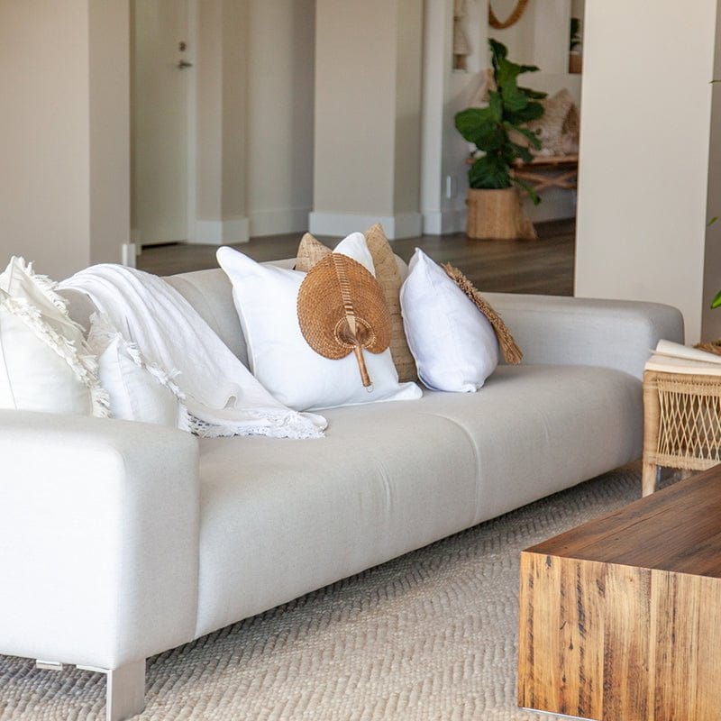Bandhini Homewear Design Accessories Fan Raffia Natural Lounge Cushion 55 x 55cm House of Isabella UK