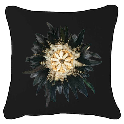 Bandhini Homewear Design Accessories Feather Shell Black Juju Lounge Cushion 55 x 55cm House of Isabella UK