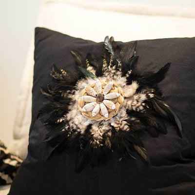 Bandhini Homewear Design Accessories Feather Shell Black Juju Lounge Cushion 55 x 55cm House of Isabella UK