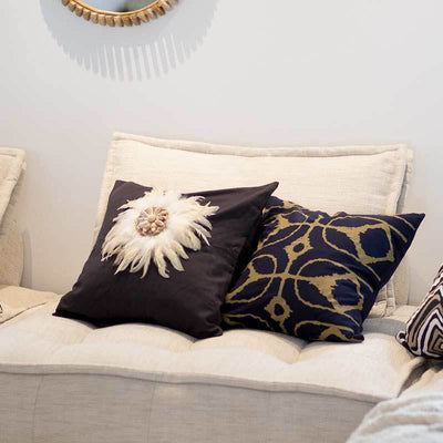 Bandhini Homewear Design Accessories Feather Shell White Juju Lounge Cushion 55 x 55cm House of Isabella UK