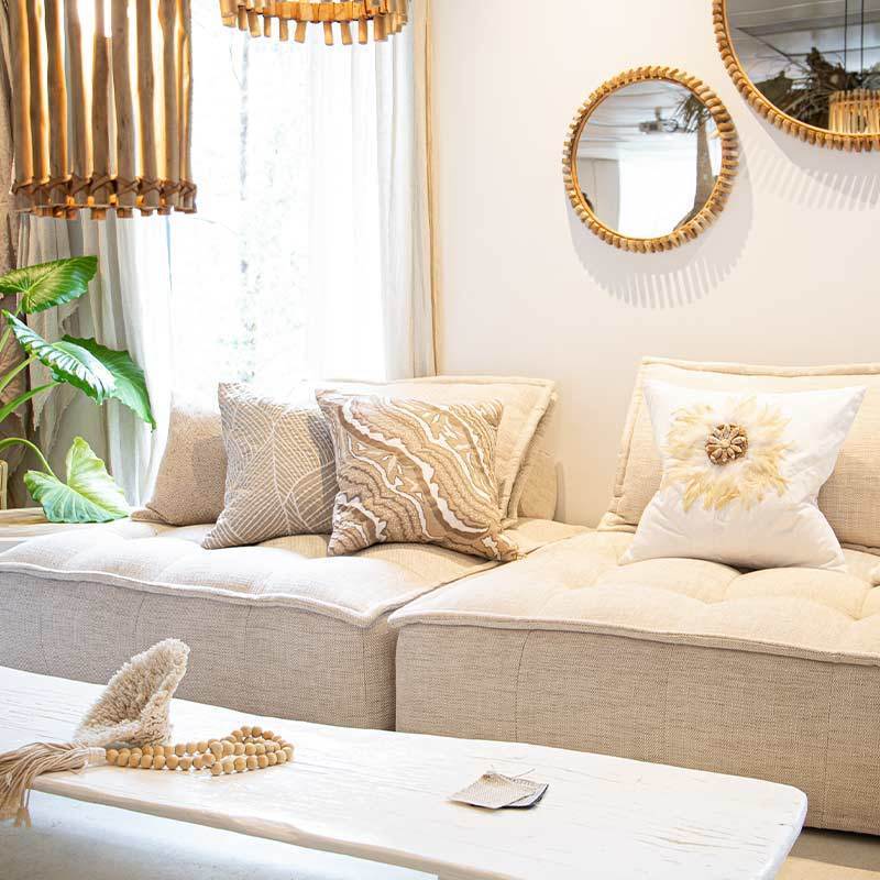 Bandhini Homewear Design Accessories Feather Shell White Juju Lounge Cushion 55 x 55cm House of Isabella UK