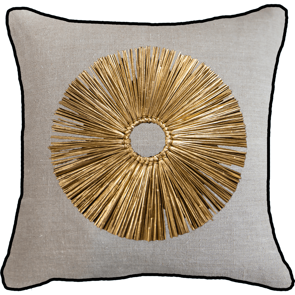 Bandhini Homewear Design Accessories Grass Ring Gold Lounge Cushion 55x55cm House of Isabella UK