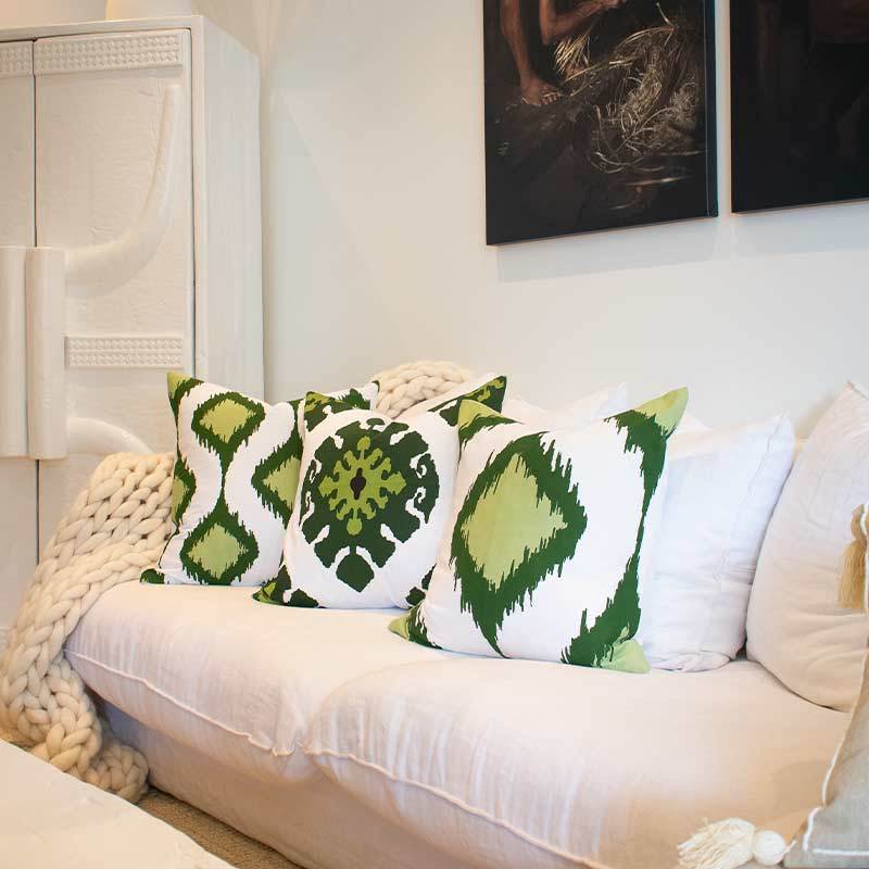 Bandhini Homewear Design Accessories Inner Ikat Cluster Lounge Cushion 55x55cm House of Isabella UK