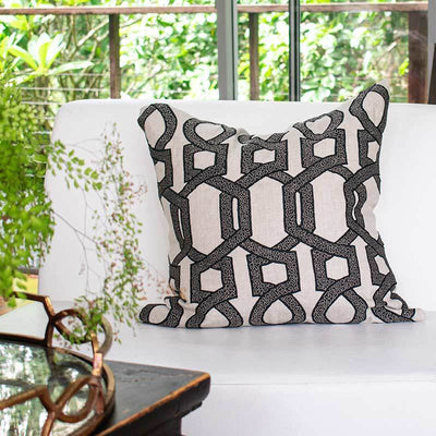 Bandhini Homewear Design Accessories Inter Hexagon Scroll Lounge Cushion 55 x 55cm House of Isabella UK
