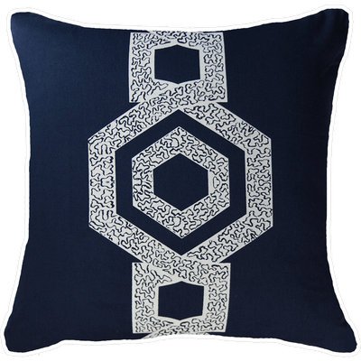 Bandhini Homewear Design Accessories Inter Hexagon Scroll Sash Lounge Cushion 55 x 55 cm House of Isabella UK