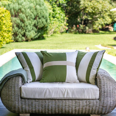 Bandhini Homewear Design Accessories Outdoor Nautical Heather Stripe Lounge Cushion 55 x 55cm House of Isabella UK