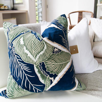 Bandhini Homewear Design Accessories Rake Applique Velvet Lounge Cushion 55 x 55 cm House of Isabella UK