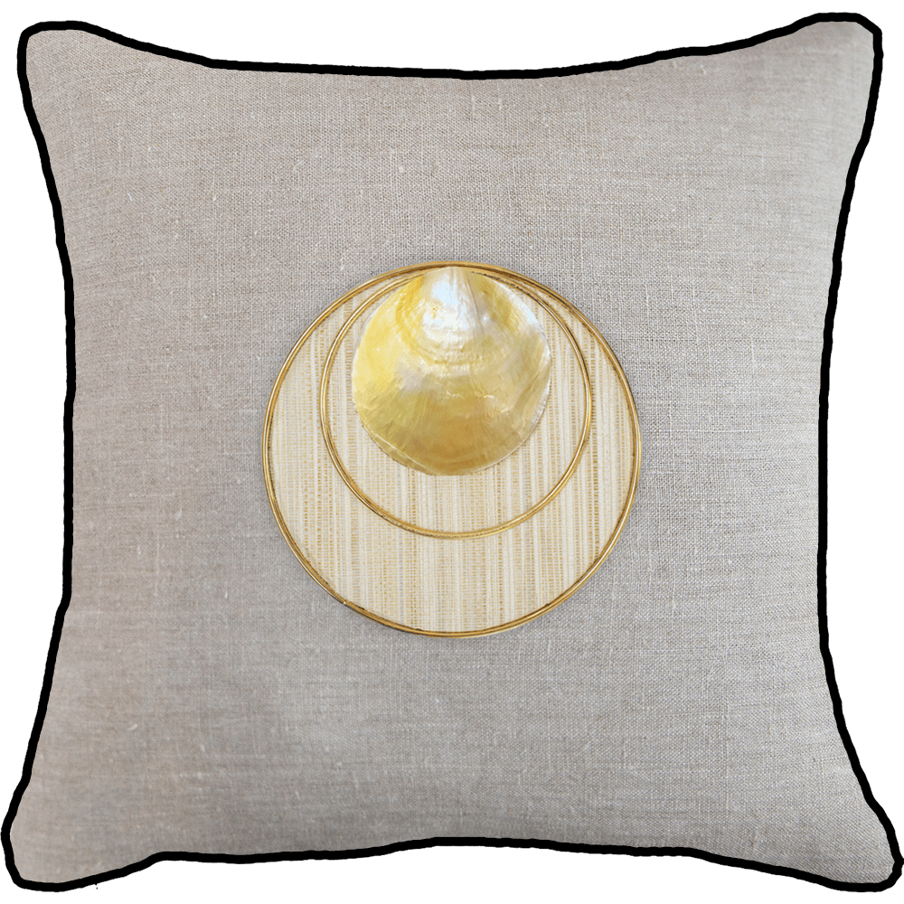 Bandhini Homewear Design Accessories Shell Disc Gold Lounge Cushion 55 x 55cm House of Isabella UK
