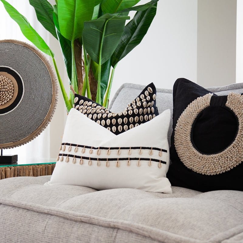Bandhini Homewear Design Accessories Shell Ring Black Lounge Cushion 55 x 55 cm House of Isabella UK
