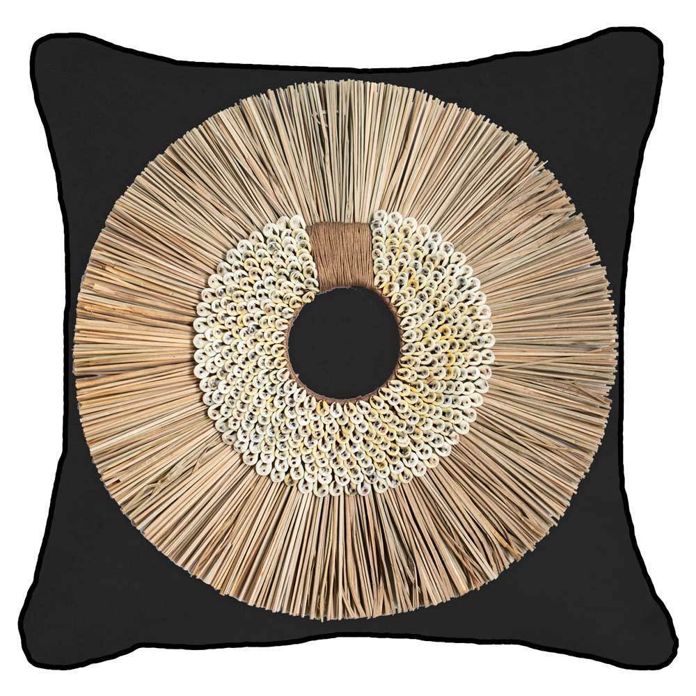 Bandhini Homewear Design Accessories Shell Ring Coffee with Wood Sticks Lounge Cushion 55 x 55 cm House of Isabella UK