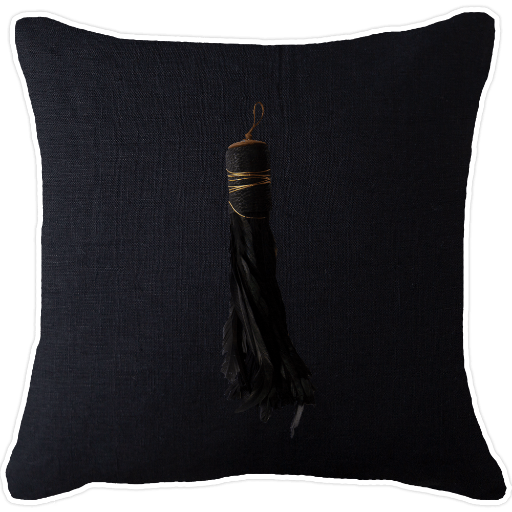 Bandhini Homewear Design Accessories Tassel Feather Black Lounge Cushion 55 x 55 cm House of Isabella UK