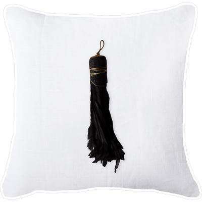 Bandhini Homewear Design Accessories Tassel Feather Black Lounge Cushion 55 x 55 cm House of Isabella UK