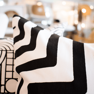 Bandhini Homewear Design Accessories White and Black / 55cm x 55cm / 22 x 22inches Para Hedge Screen Lounge Cushion 55 x 55 cm House of Isabella UK