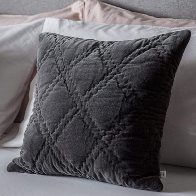 Bodhi Accessories Quilted Diamond Cushion Charcoal House of Isabella UK