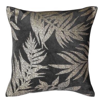 Bodhi Accessories Velvet Metallic Leaves Cushion Grey (2 available only) | OUTLET House of Isabella UK