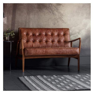 Bodhi Living Humber 2 Seater Sofa Vintage Brown Leather W1170 x D660 x H775mm House of Isabella UK