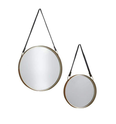 Bodhi Living Marston Mirrors with Leather Hanging Strap Gold (Set of 2) House of Isabella UK