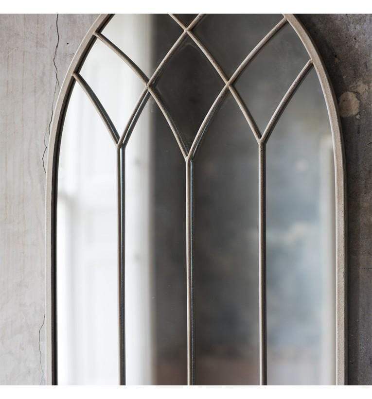 Bodhi Sleeping Roebuck Cream Arched Window Mirror 37.5x19.5" House of Isabella UK