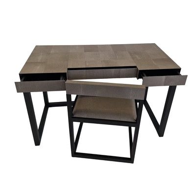 Compact Desk Grey Shagreen Leather