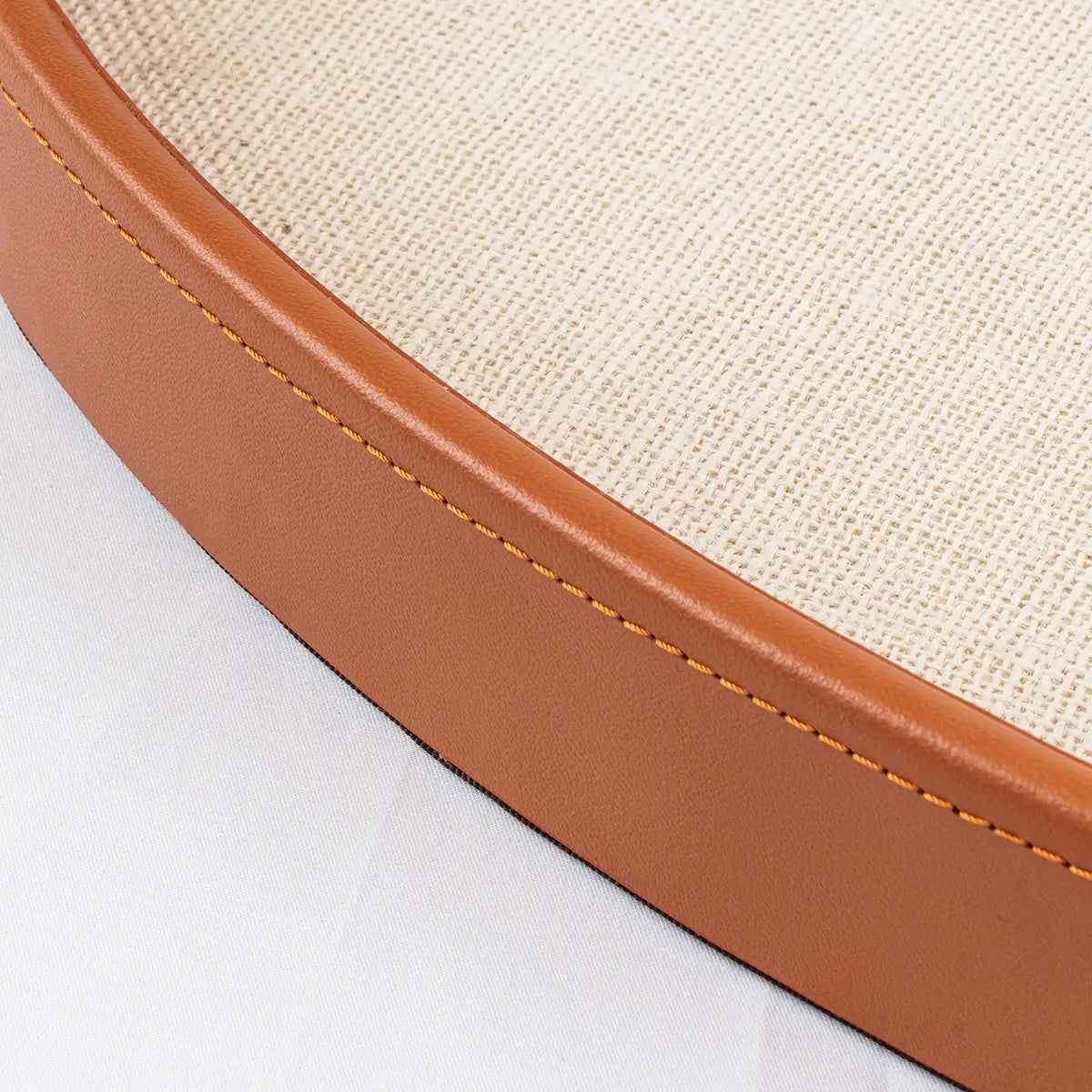 Ralf Oval Tray Leather and Jute