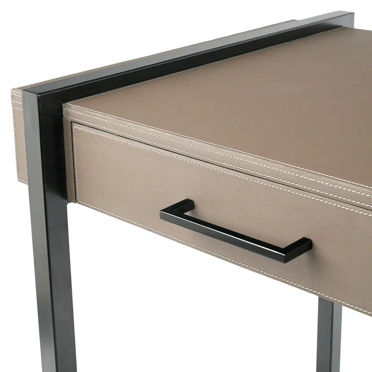 Slide Desk Italian Grey Leather