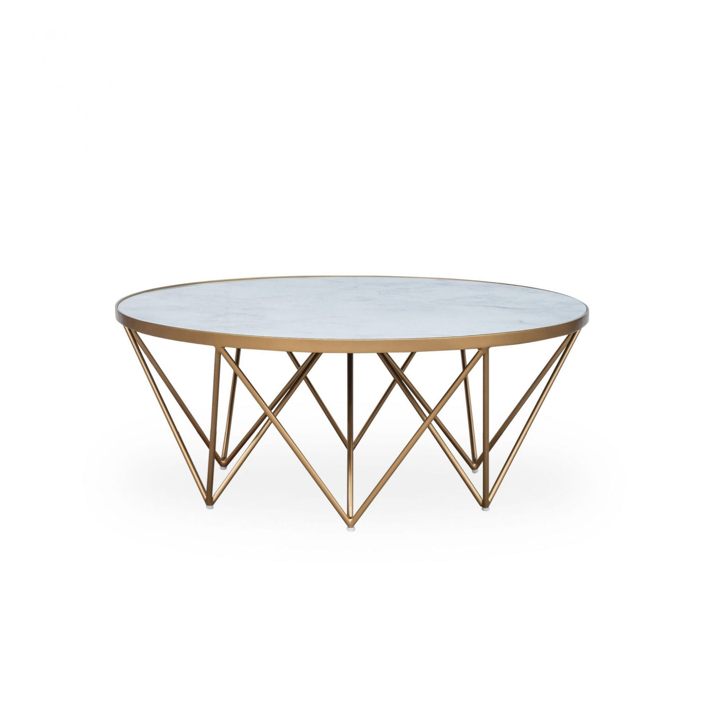 DI Designs Living Crofton Round Coffee Table - White Marble Glass House of Isabella UK