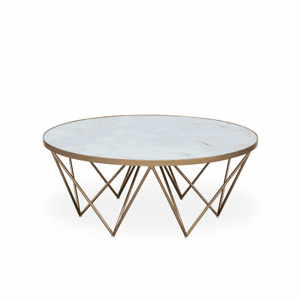 DI Designs Living Crofton Round Coffee Table - White Marble Glass House of Isabella UK