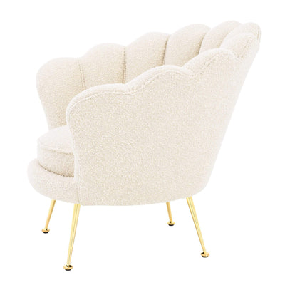 Eichholtz Dining Chair Trapezium Boucle Cream - Brass Legs House of Isabella UK