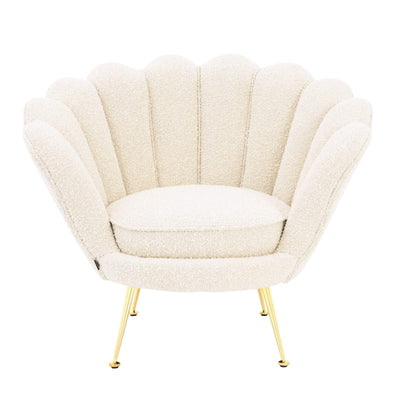 Eichholtz Dining Chair Trapezium Boucle Cream - Brass Legs House of Isabella UK